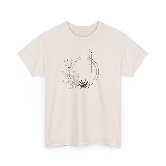 Black and Gold Leafy Circle Short Sleeve Tee