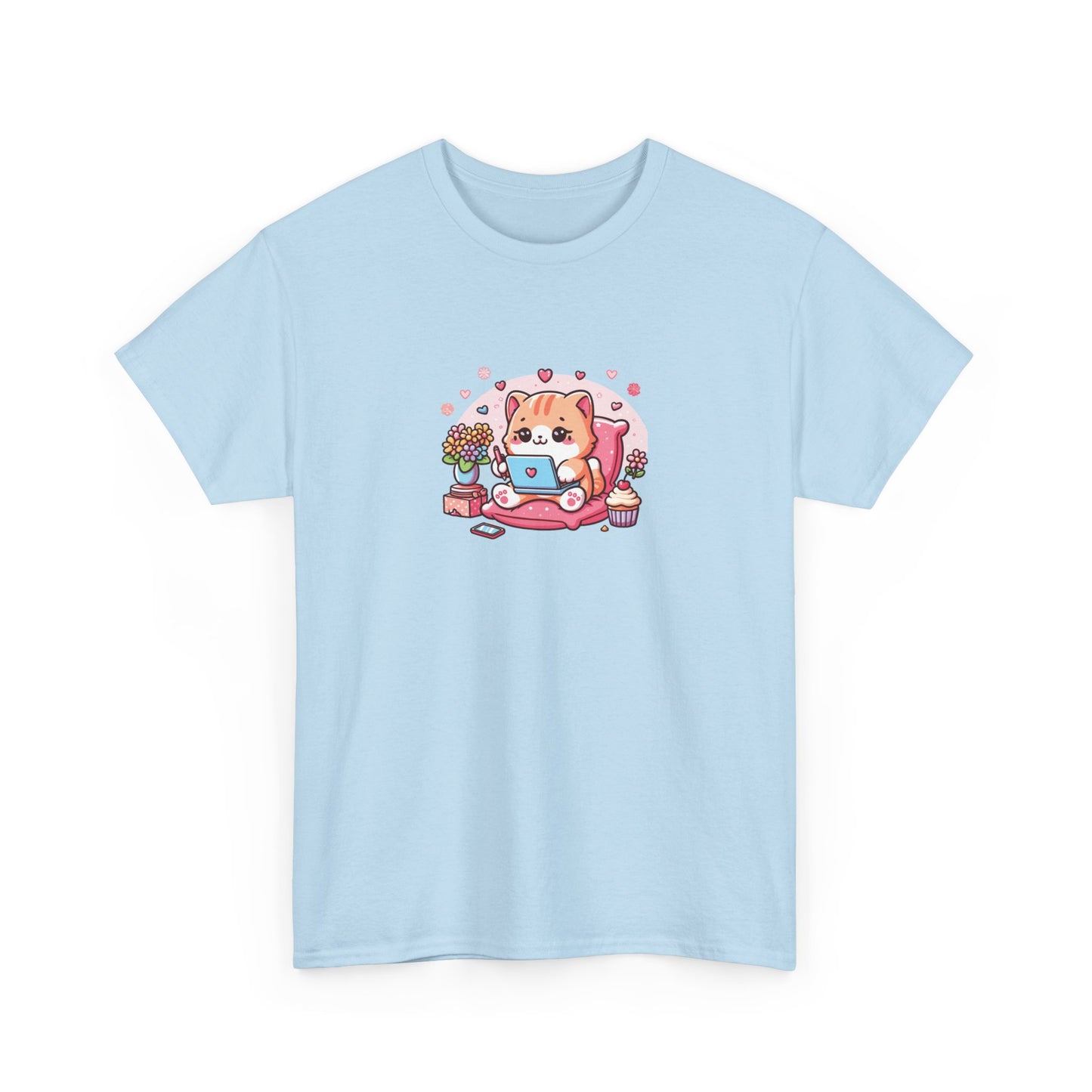 Cat with Laptop Short Sleeve Tee
