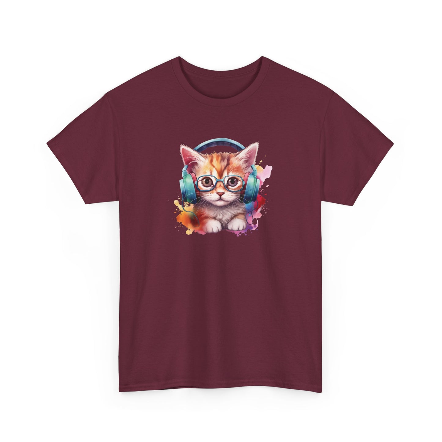 Cat with Headphones Short Sleeve Tee