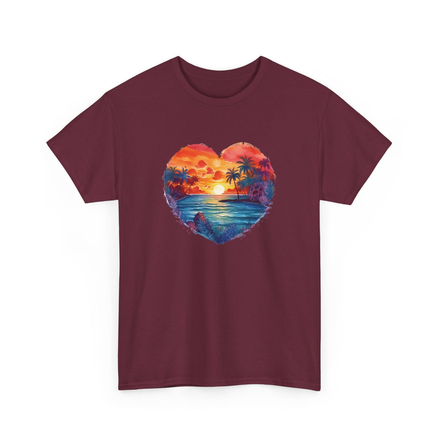 Painted Sunset Beach Heart Short Sleeve Tee