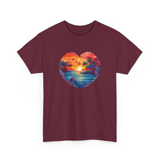 Painted Sunset Beach Heart Short Sleeve Tee