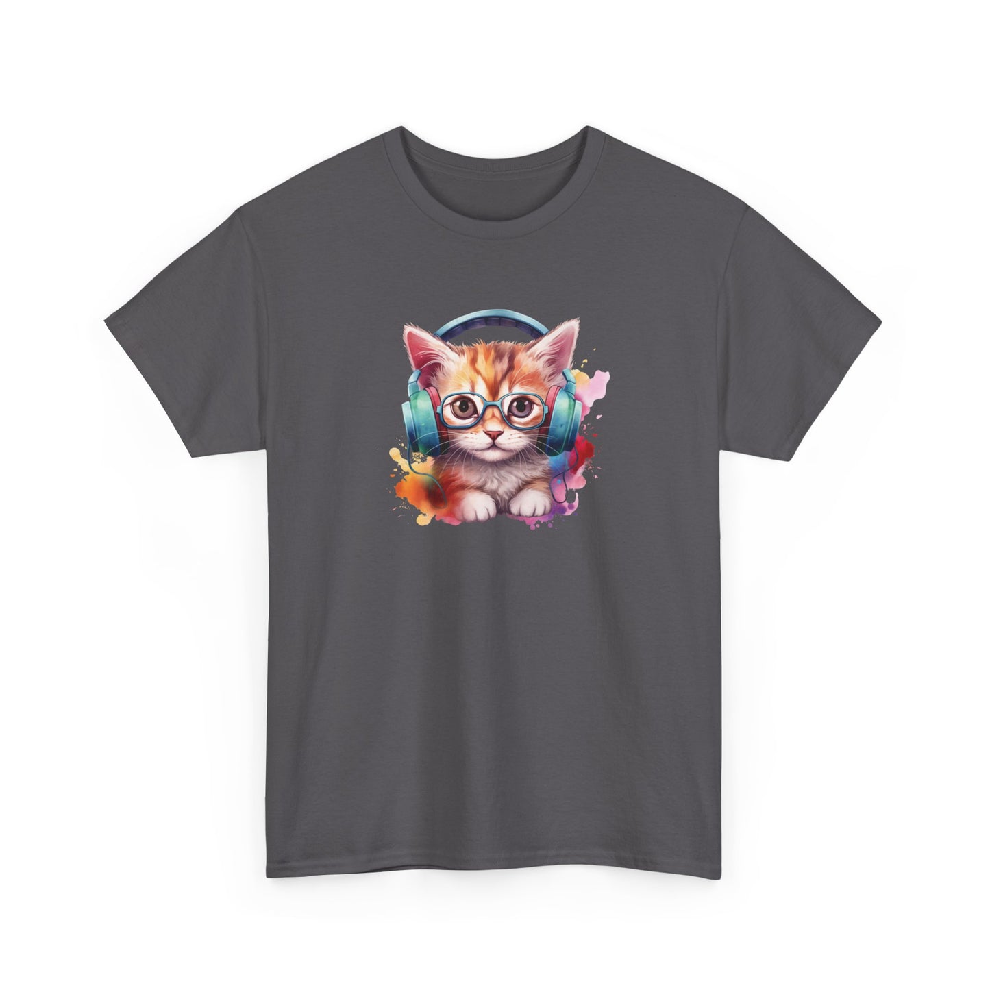 Cat with Headphones Short Sleeve Tee