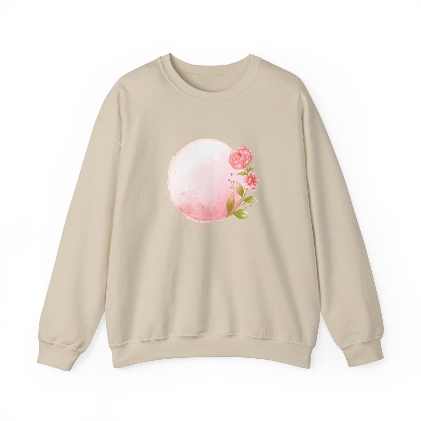Pink Watercolor Rose Circle Sweatshirt