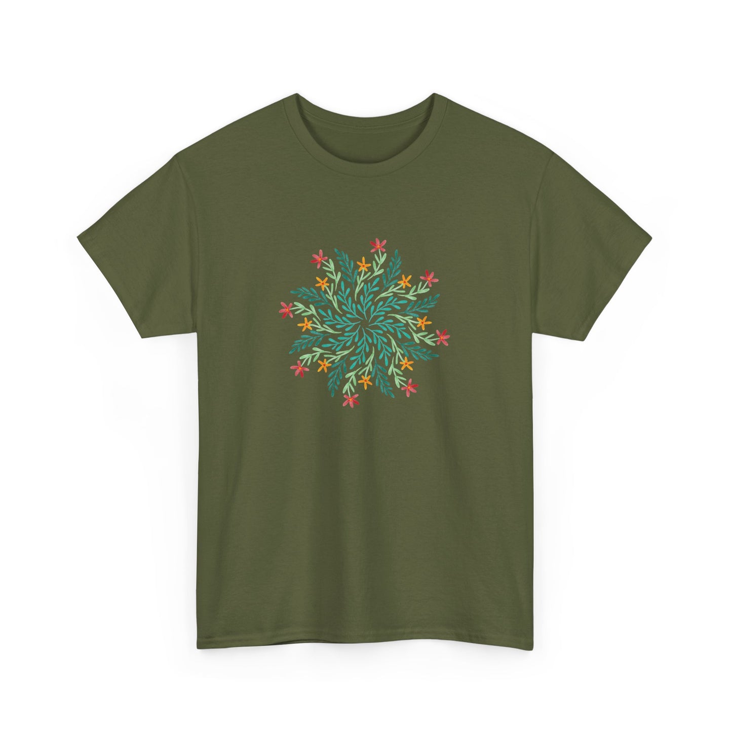 Leaf and Flowers Mandala Short Sleeve Tee
