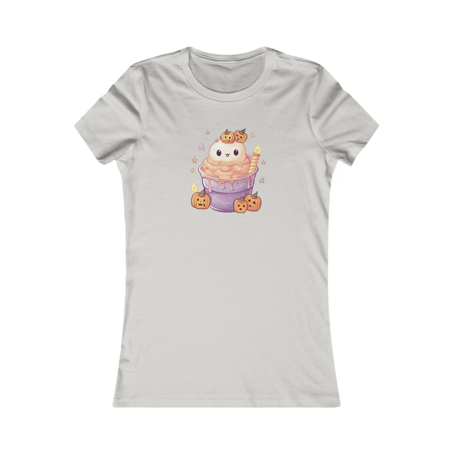 Cute Cat and Pumpkins Dessert Fitted Tee