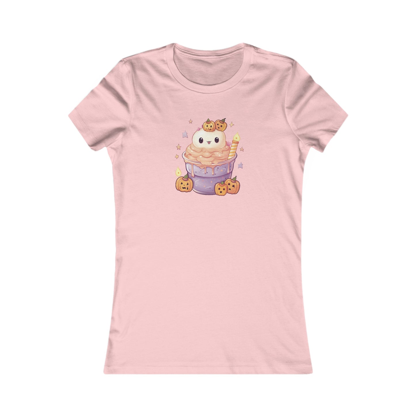 Cute Cat and Pumpkins Dessert Fitted Tee