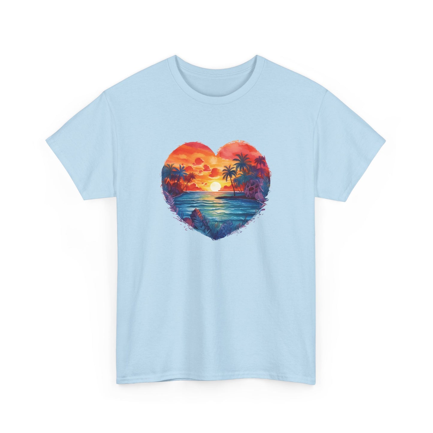 Painted Sunset Beach Heart Short Sleeve Tee