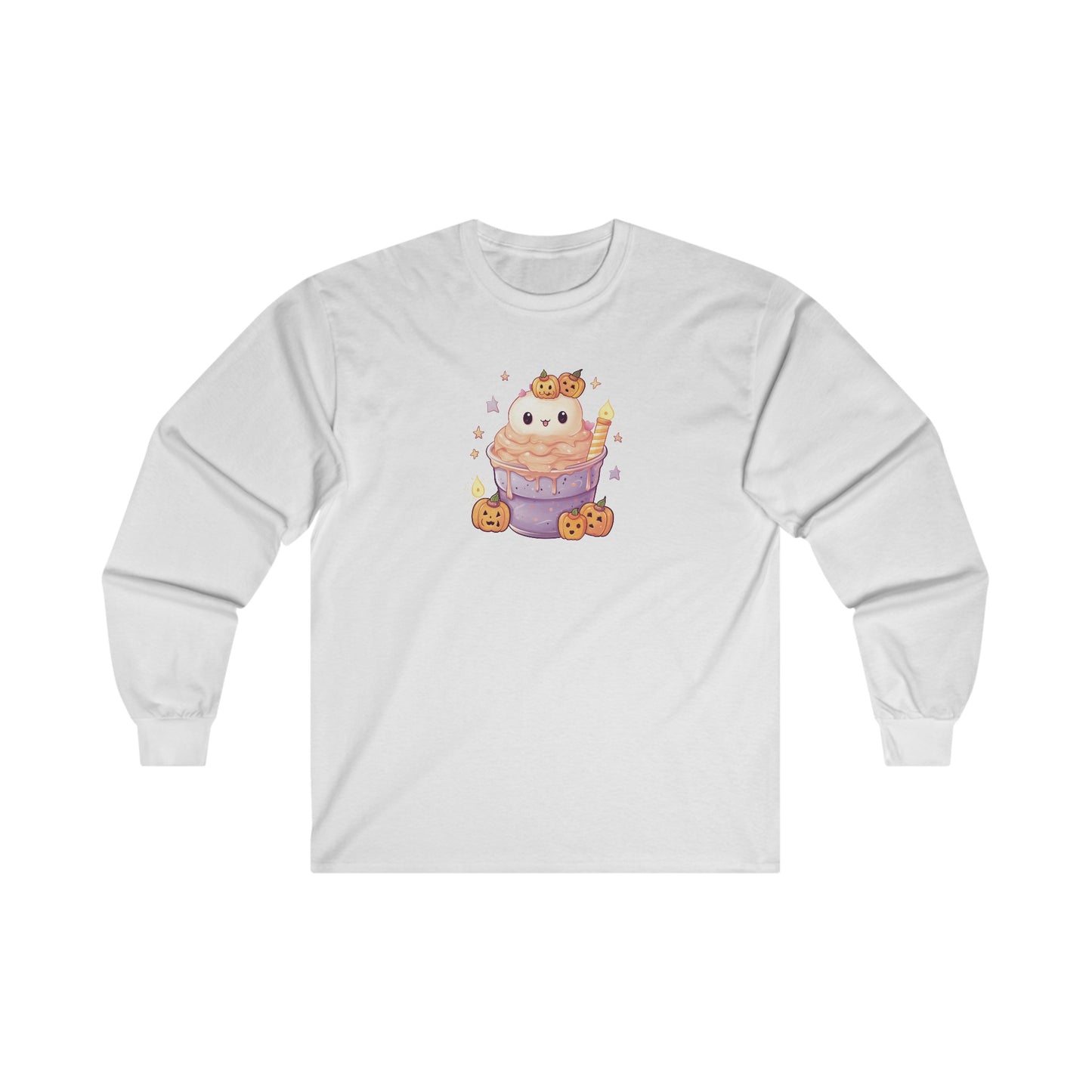Cute Cat and Pumpkins Dessert Long Sleeve Tee