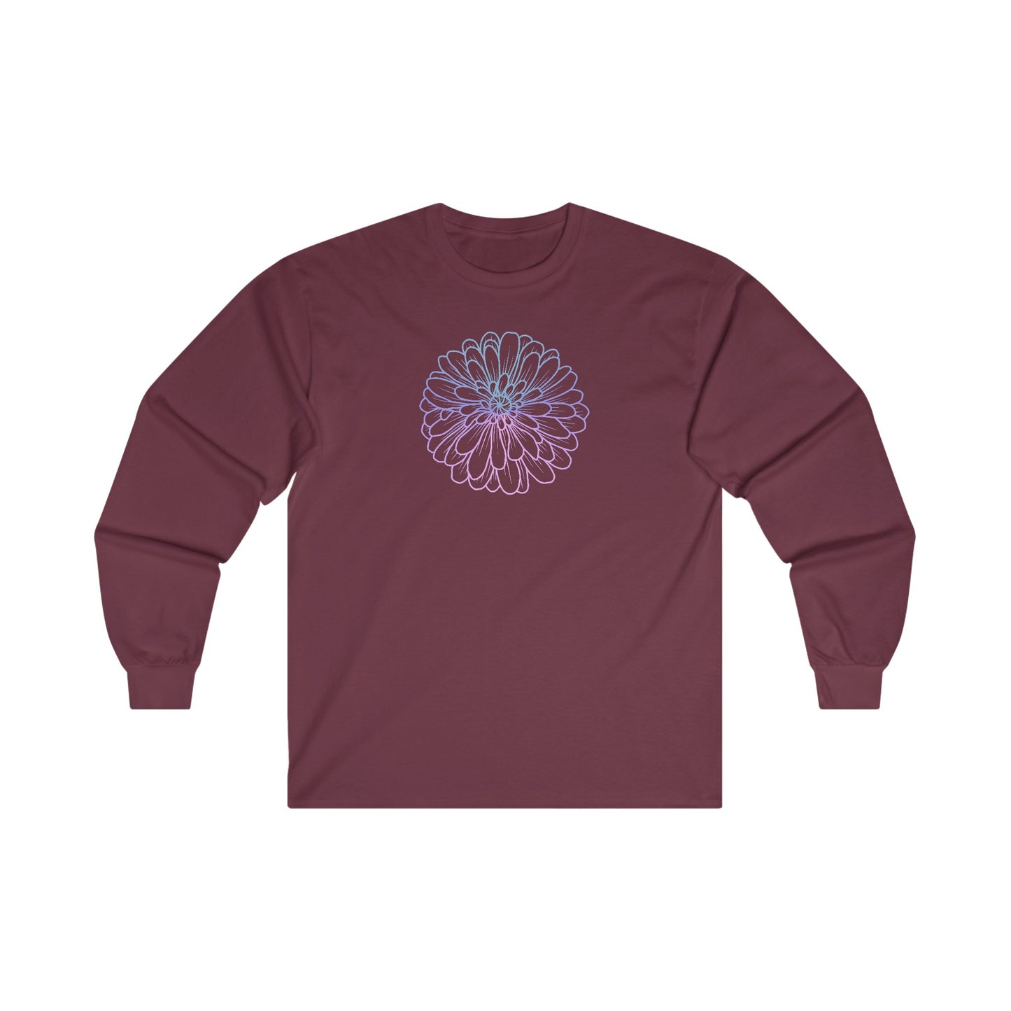 Colorful Flower Outline Long Sleeve Tee