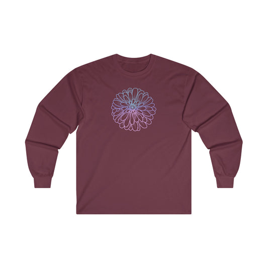 Colorful Flower Outline Long Sleeve Tee