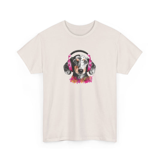 Dog with Headphones Short Sleeve Tee