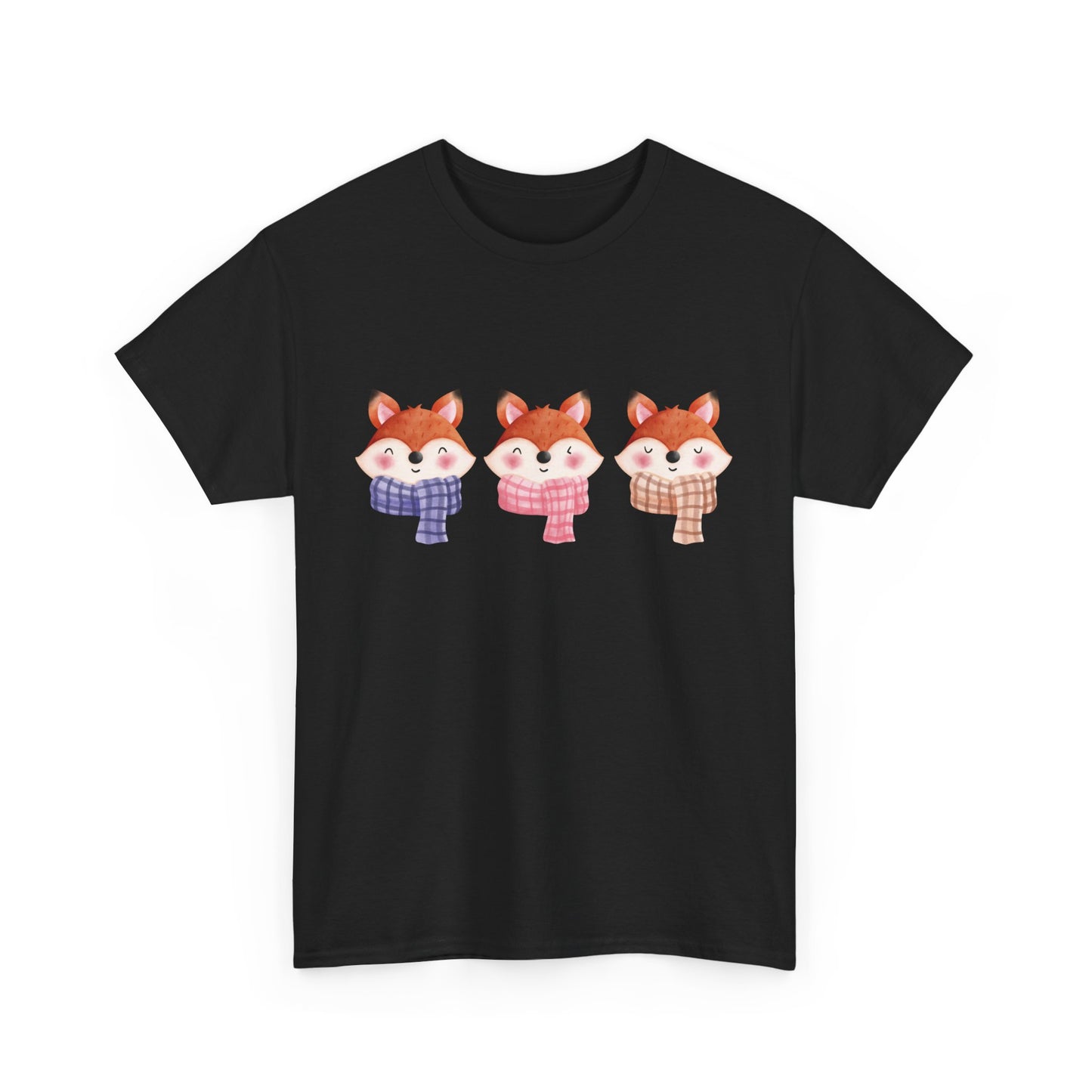Cute Foxes in Scarves Short Sleeve Tee