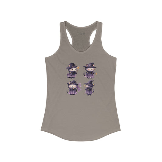 Cute Witch Cat Set Racerback Tank