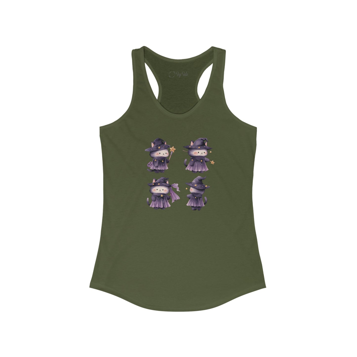 Cute Witch Cat Set Racerback Tank