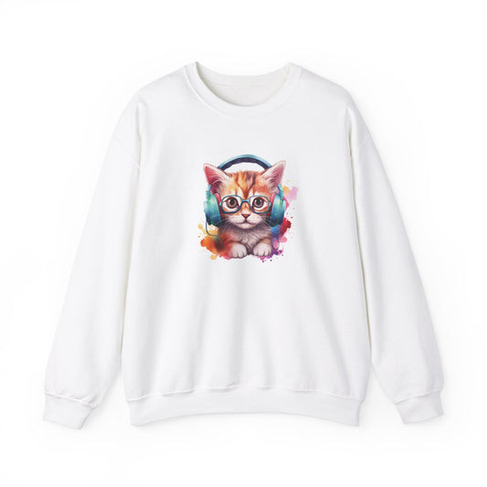 Cat with Headphones Sweatshirt
