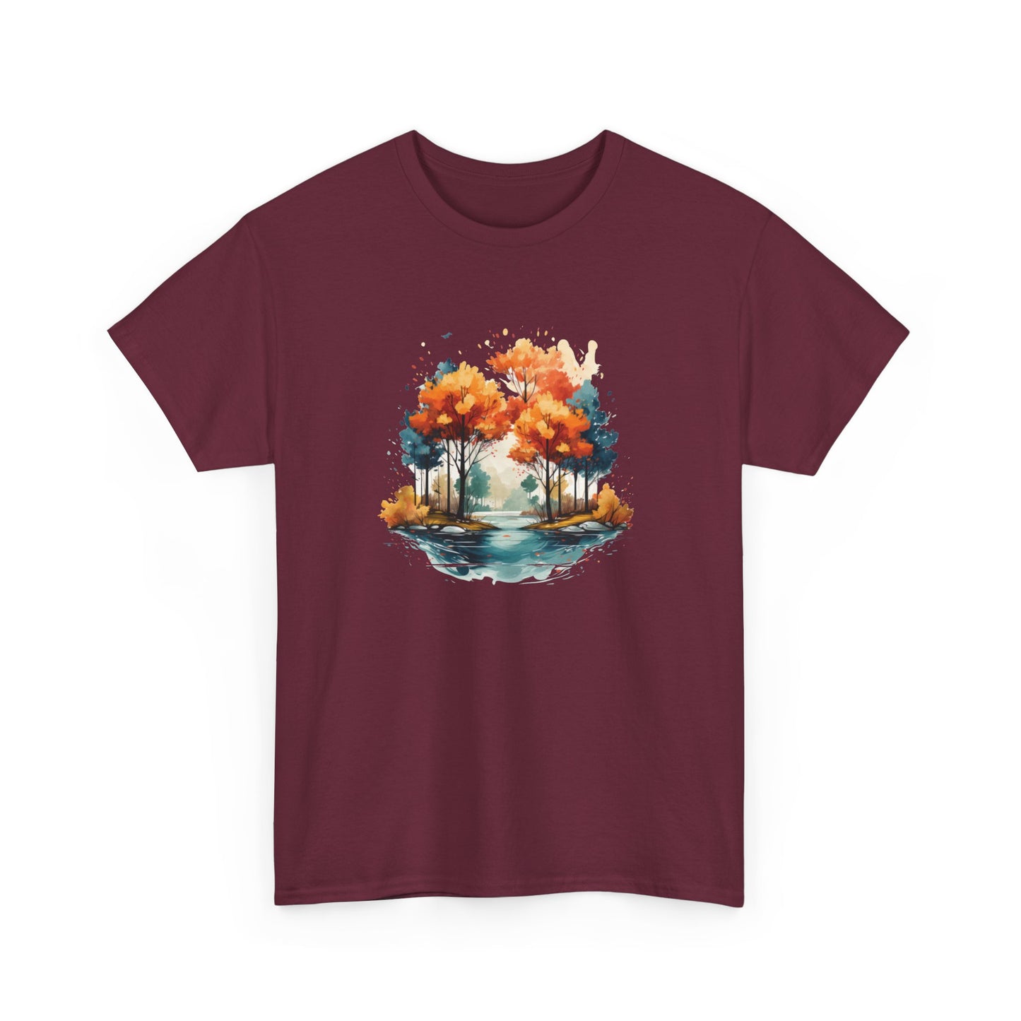 Autumn River Watercolor Short Sleeve Tee