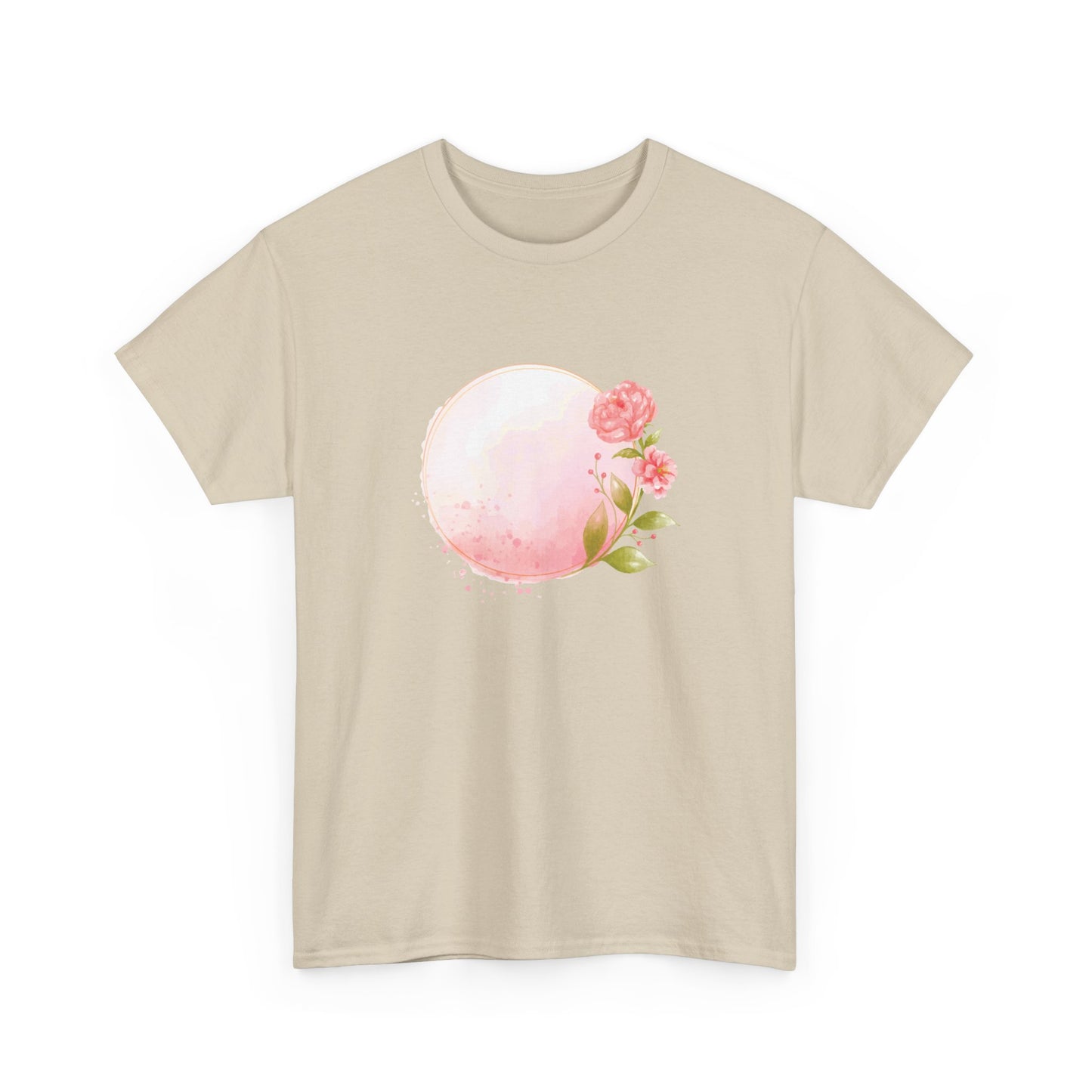 Pink Watercolor Rose Circle Short Sleeve Tee