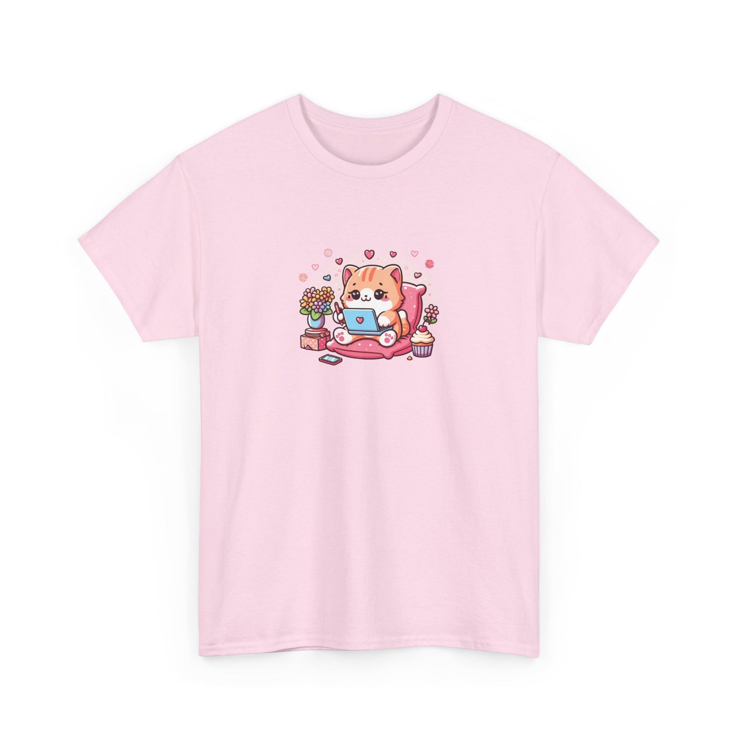 Cat with Laptop Short Sleeve Tee