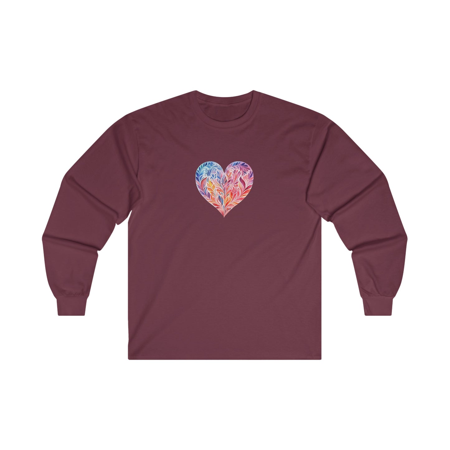 Watercolor Heart Long Sleeve Tee 001