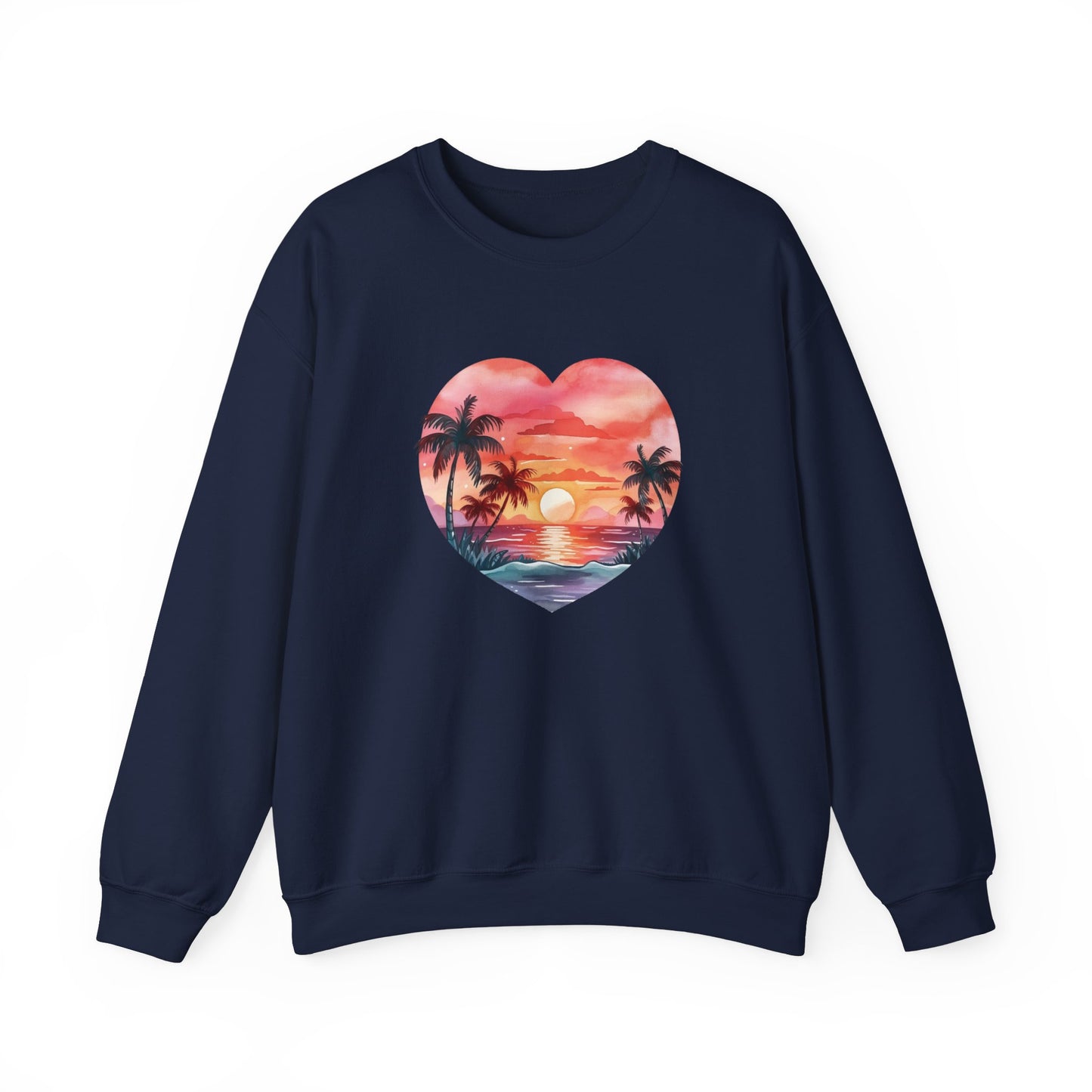 Retro Beach Sunset Heart Sweatshirt