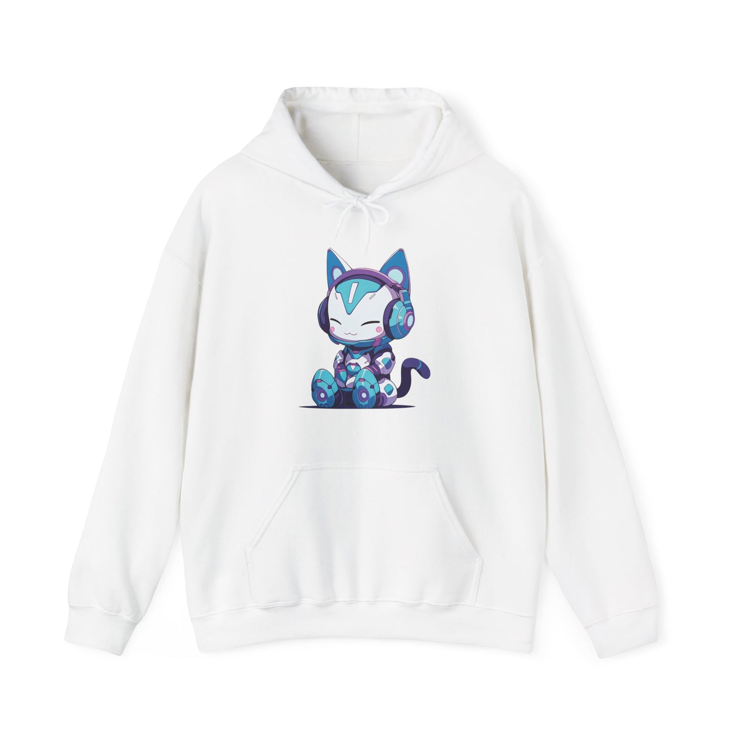 Futuristic Cat with Headphones Hooded Sweatshirt
