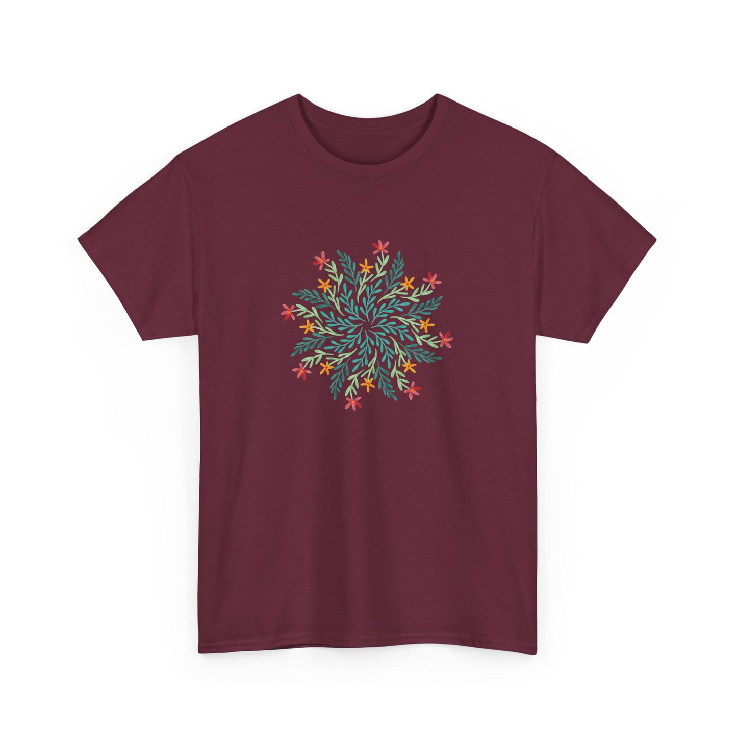 Leaf and Flowers Mandala Short Sleeve Tee