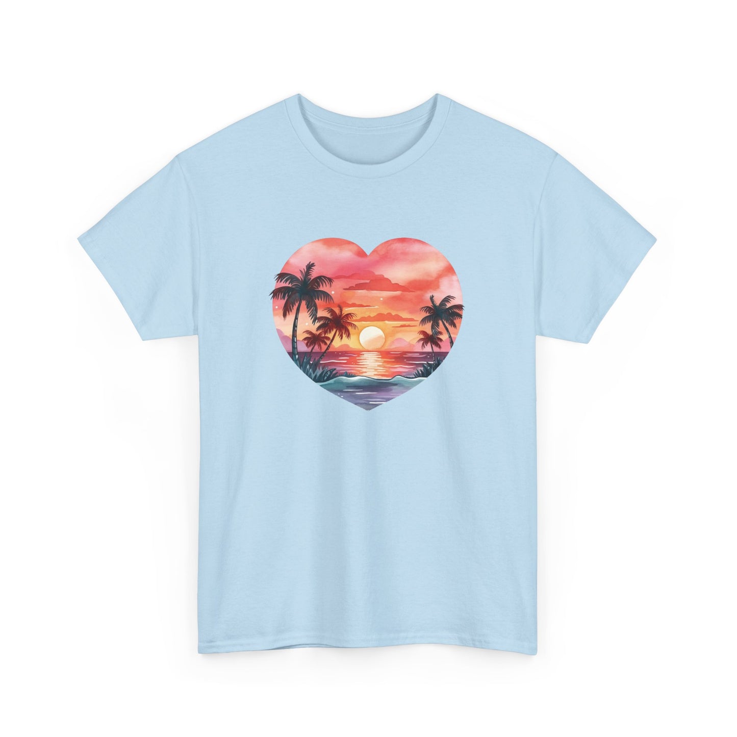 Retro Sunset Beach Heart Short Sleeve Tee