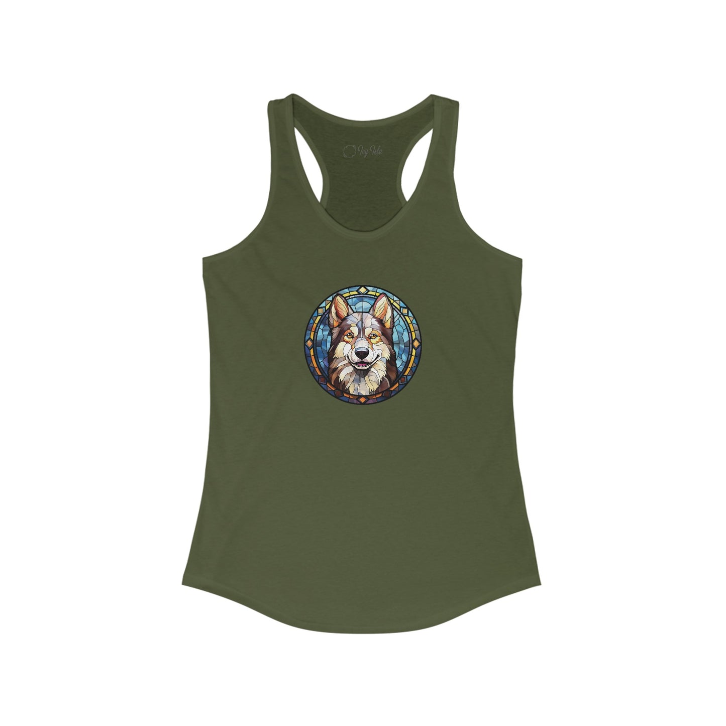 Stained Glass Husky Racerback Tank