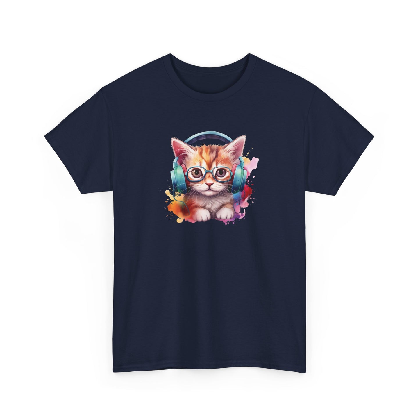 Cat with Headphones Short Sleeve Tee