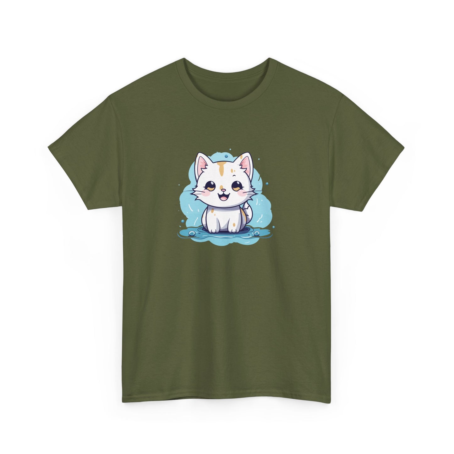 Cute Blue Cat Short Sleeve Tee