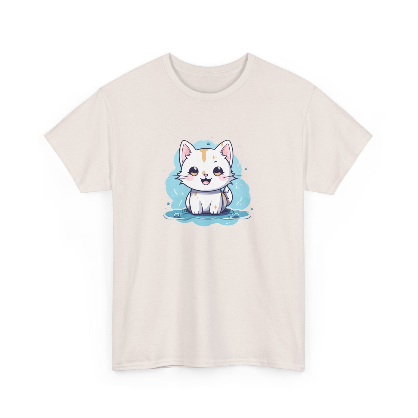 Cute Blue Cat Short Sleeve Tee