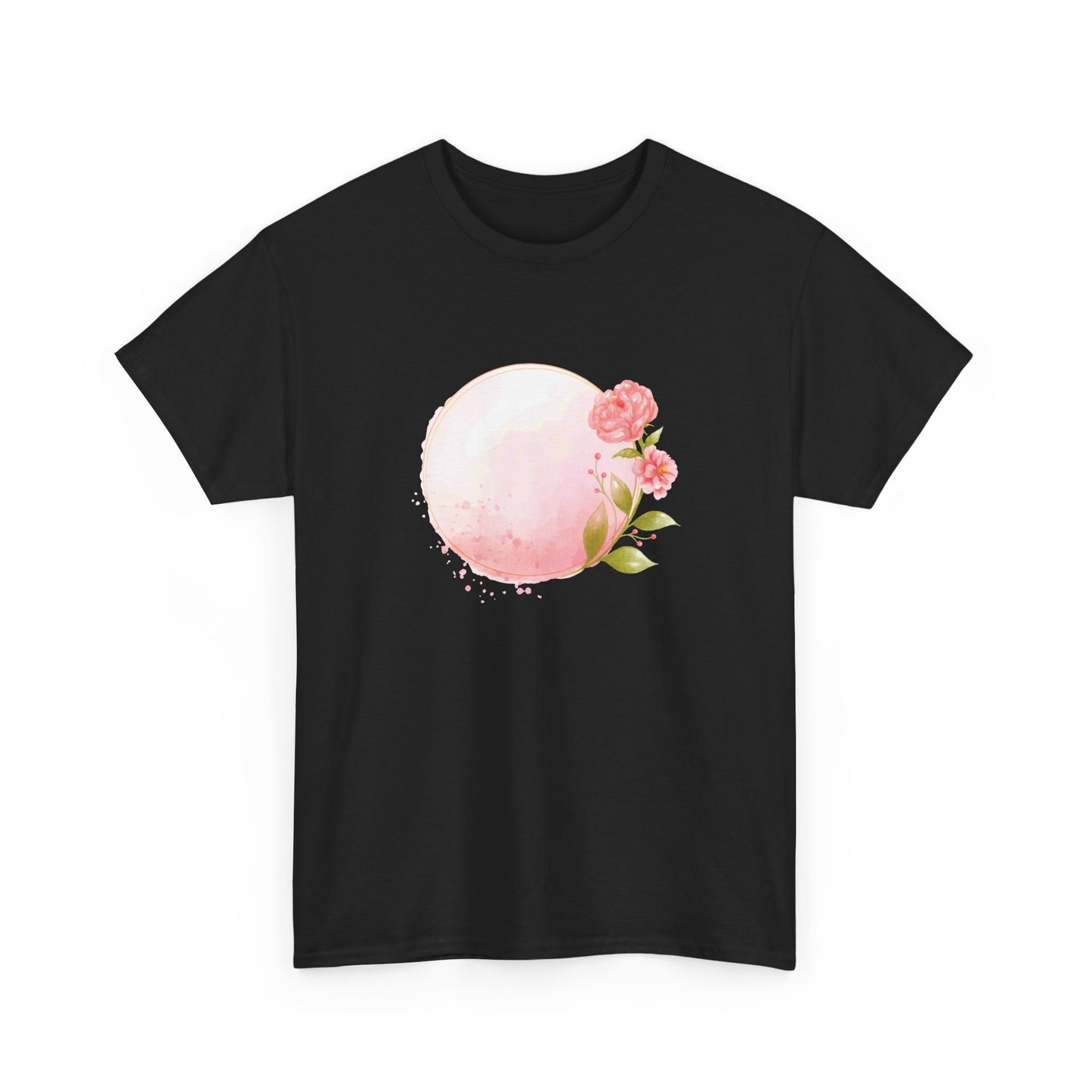 Pink Watercolor Rose Circle Short Sleeve Tee