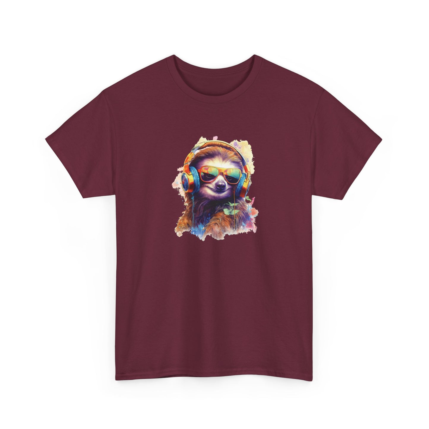 Sloth with Headphones Short Sleeve Tee