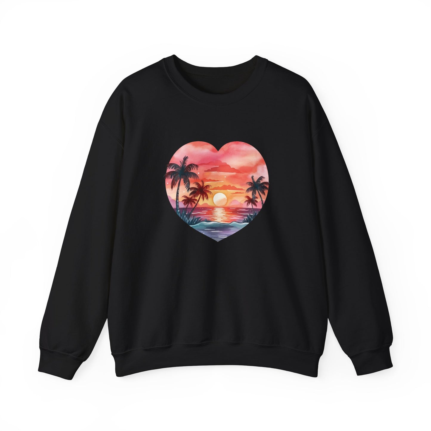 Retro Beach Sunset Heart Sweatshirt