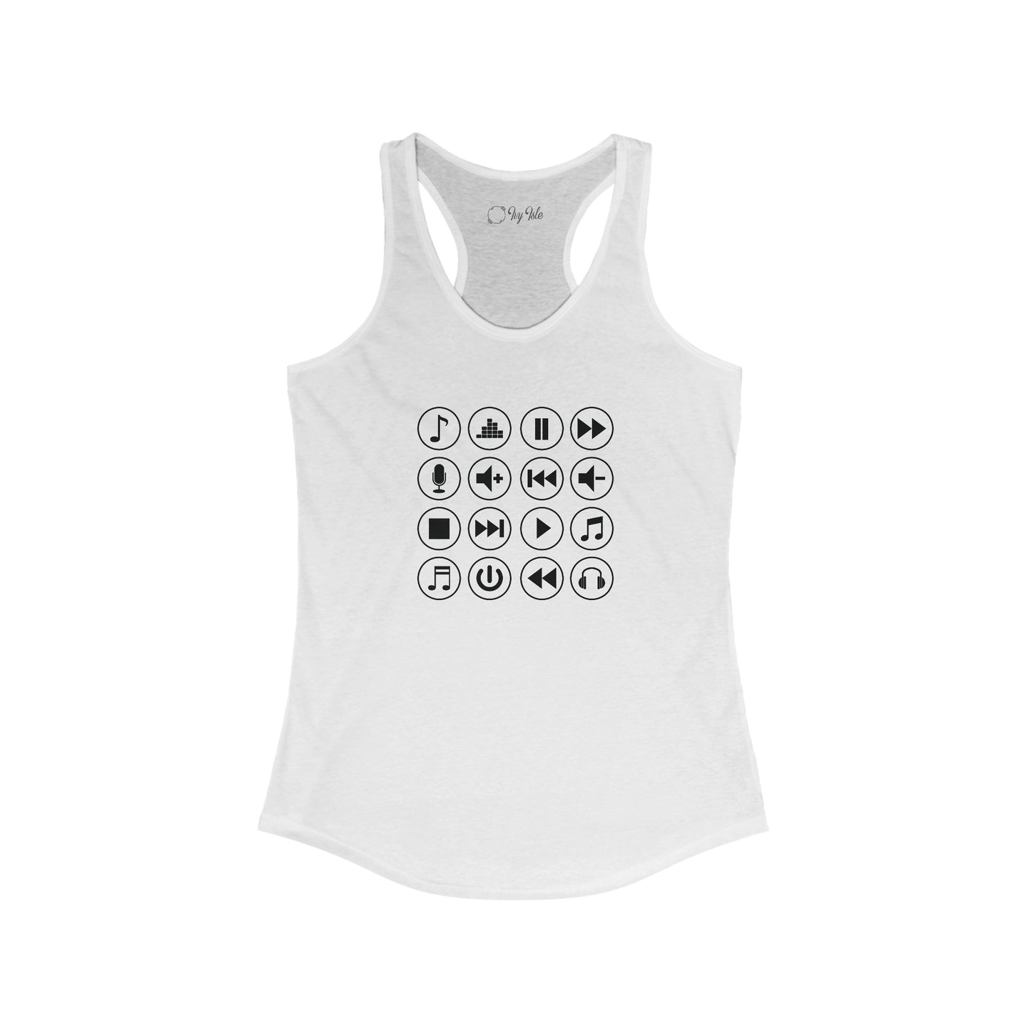 Music Player Symbols Racerback Tank