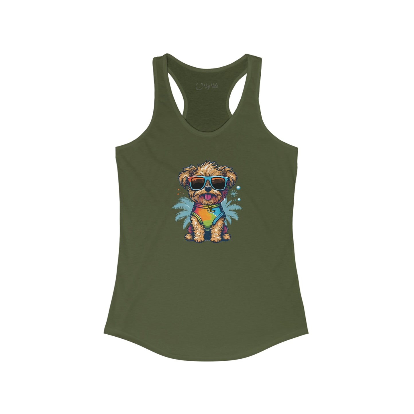 Dog with Sunglasses Racerback Tank 001