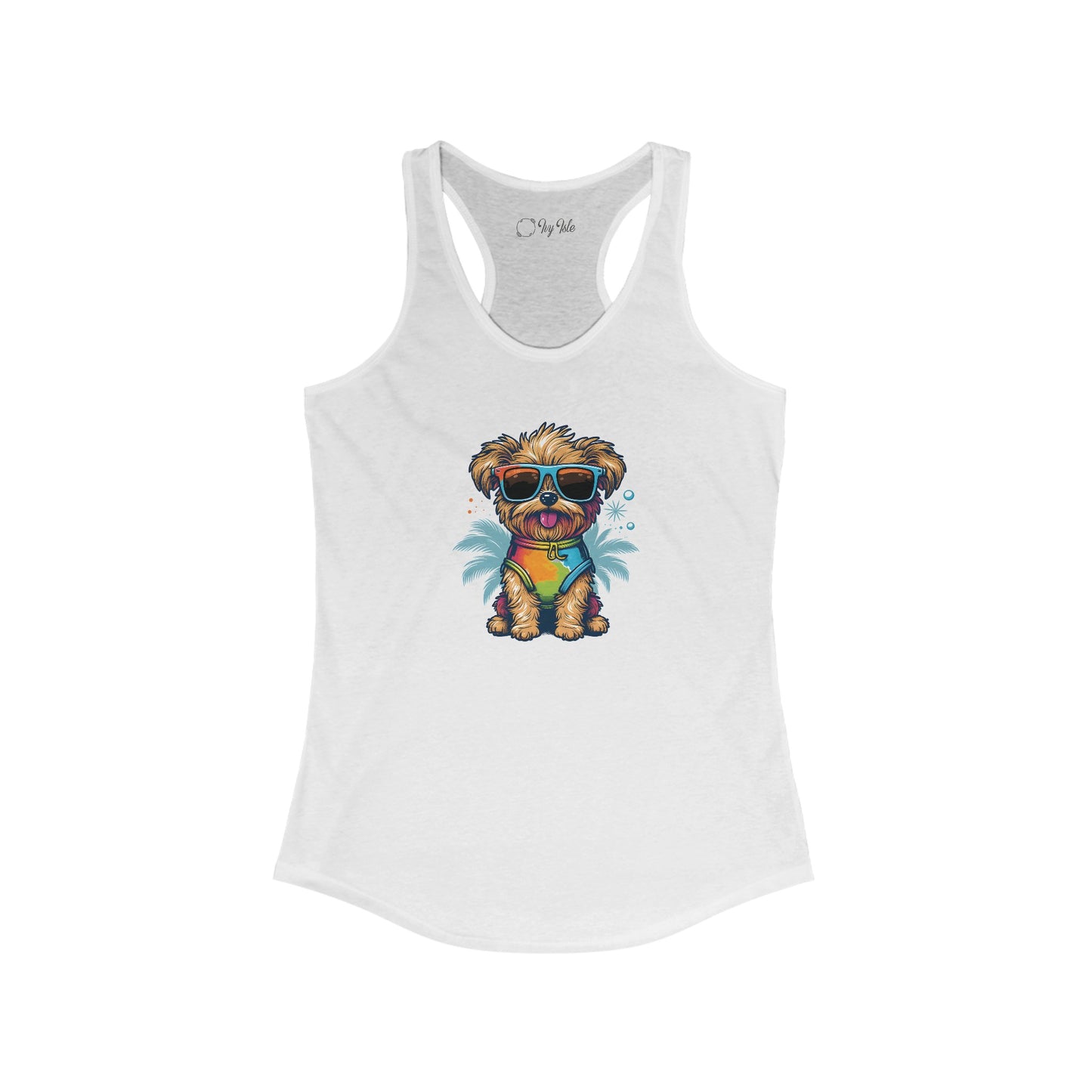 Dog with Sunglasses Racerback Tank 001