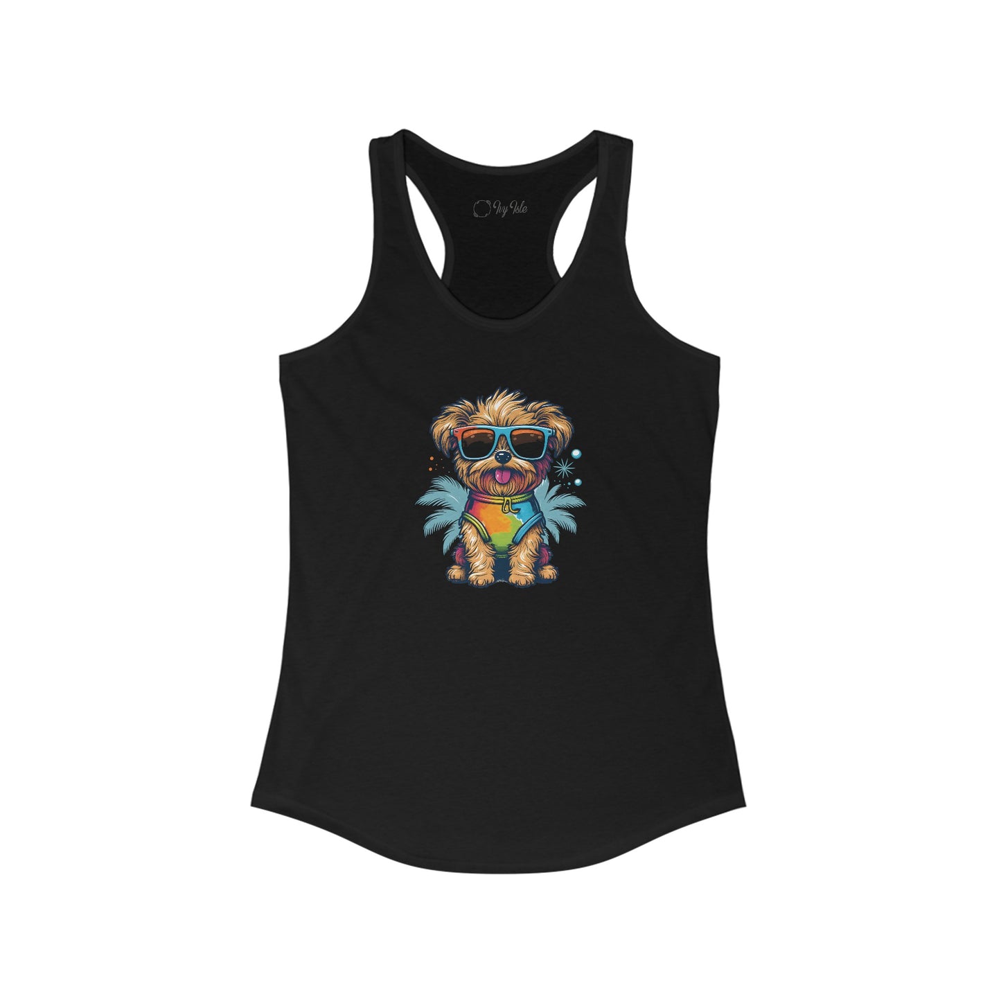 Dog with Sunglasses Racerback Tank 001