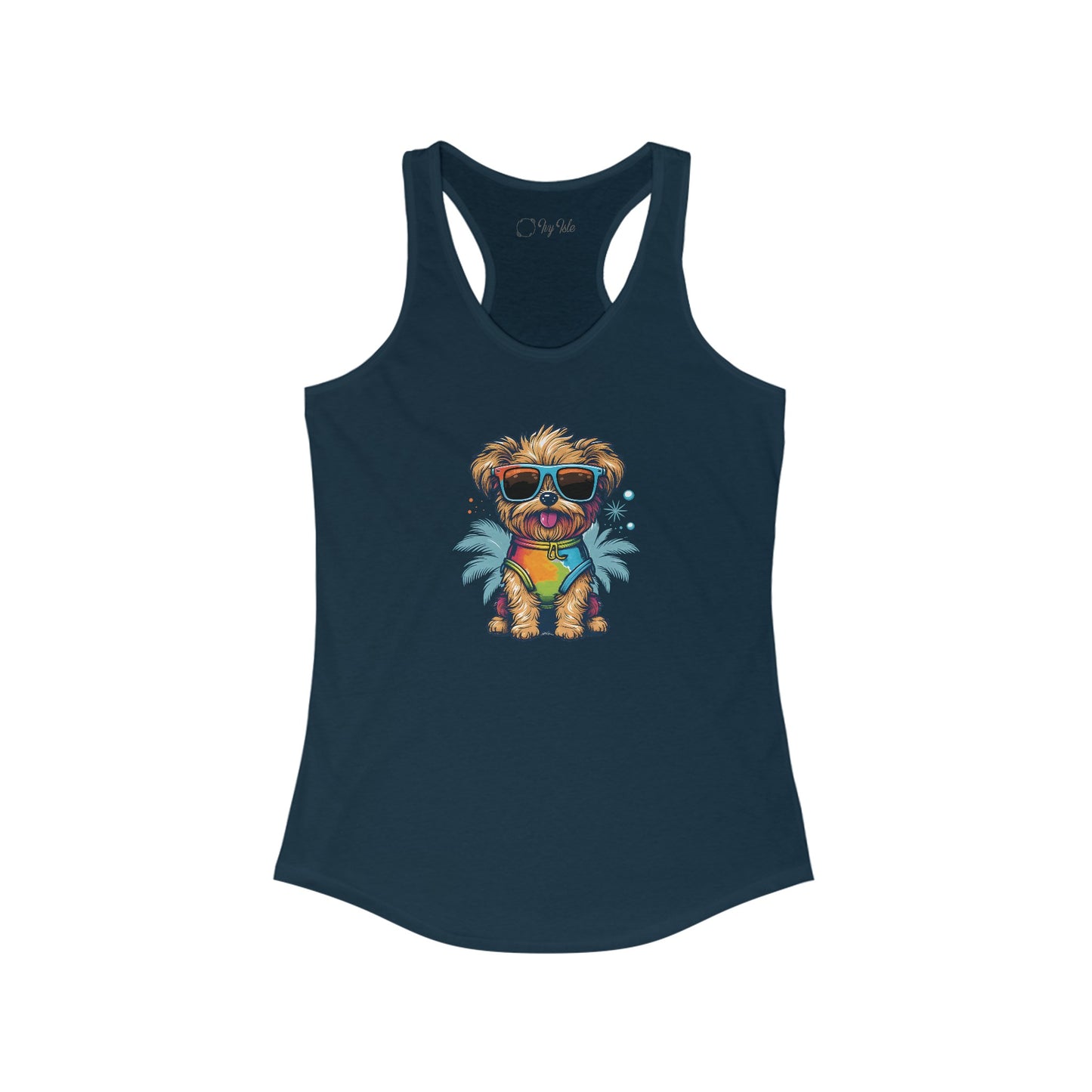 Dog with Sunglasses Racerback Tank 001