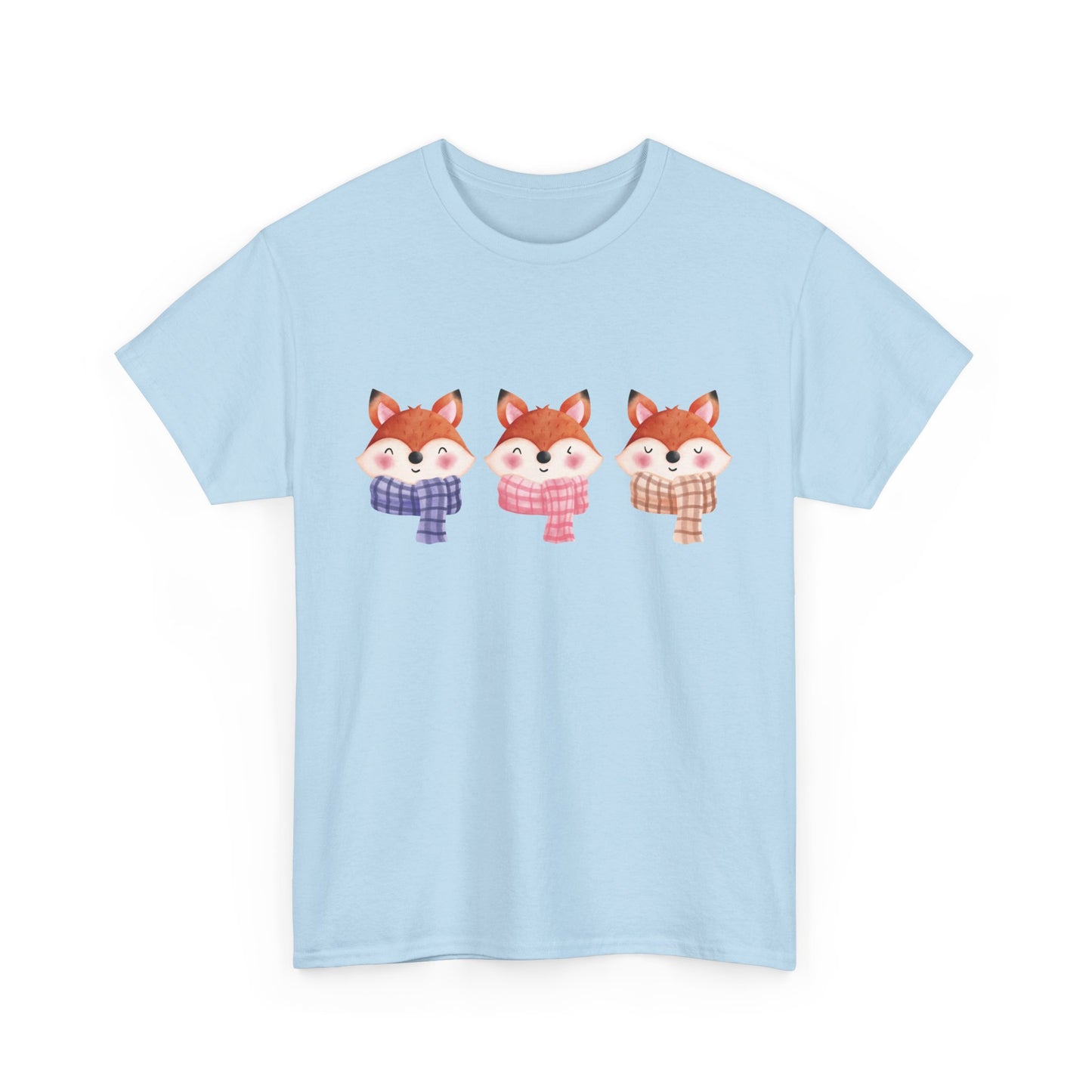 Cute Foxes in Scarves Short Sleeve Tee