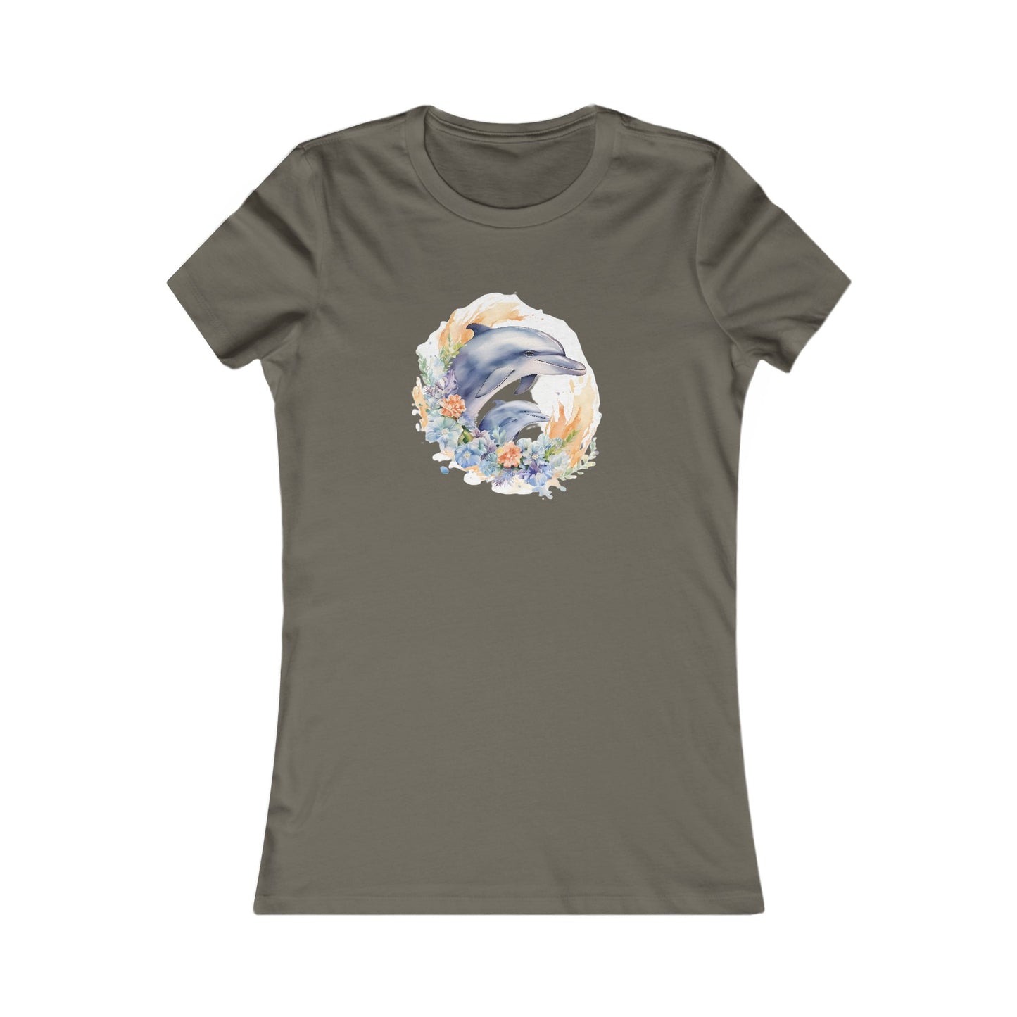 Watercolor Dolphins Fitted Tee