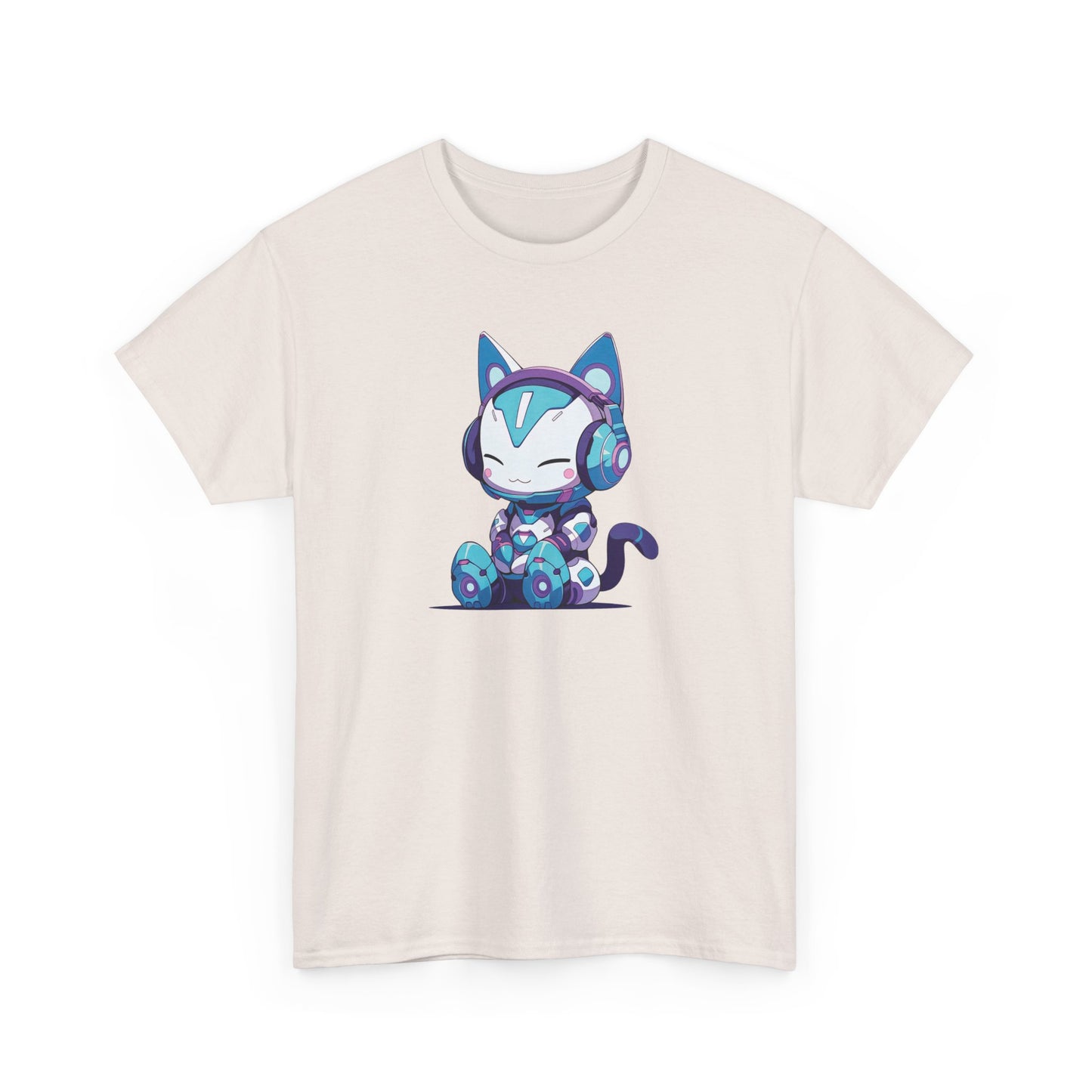 Futuristic Cat with Headphones Short Sleeve Tee