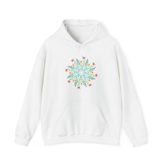 Leaf and Flowers Mandala Hooded Sweatshirt