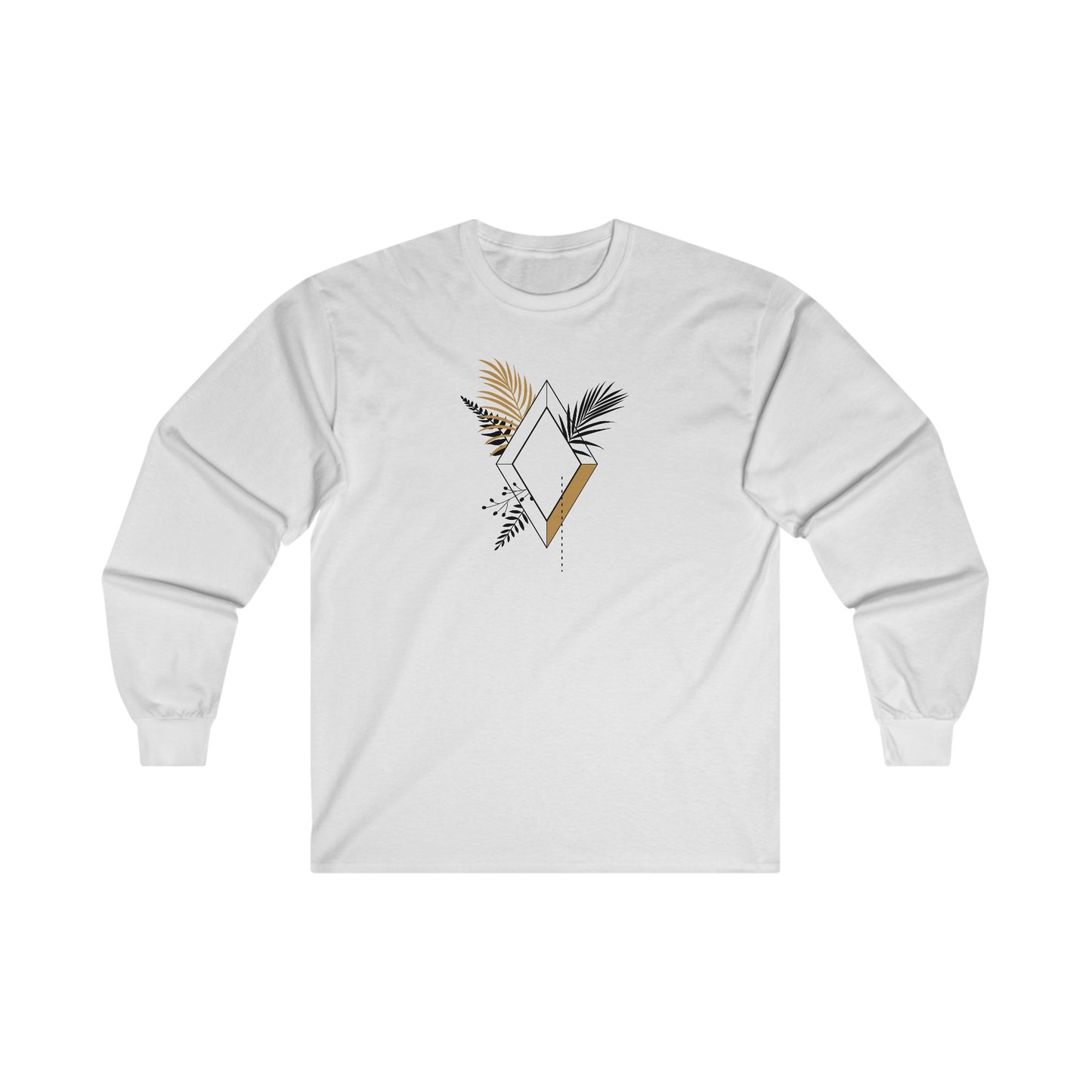 Black and Gold Leafy Diamond Long Sleeve Tee