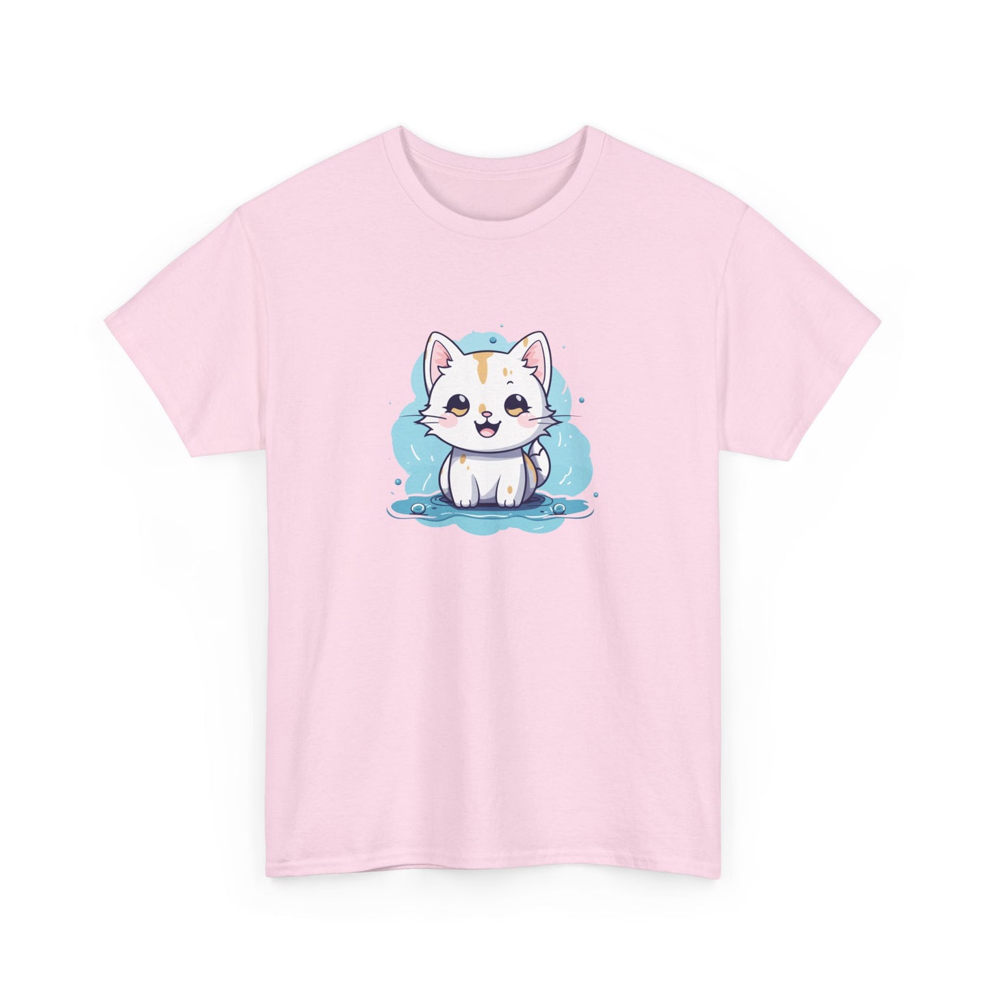 Cute Blue Cat Short Sleeve Tee