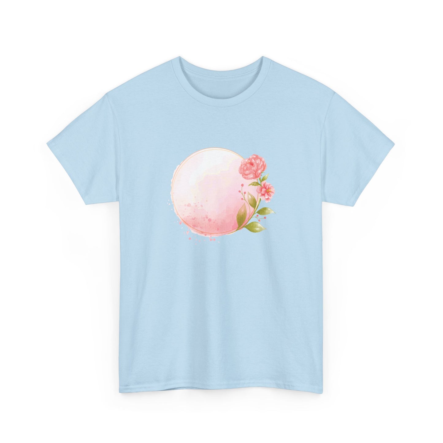 Pink Watercolor Rose Circle Short Sleeve Tee