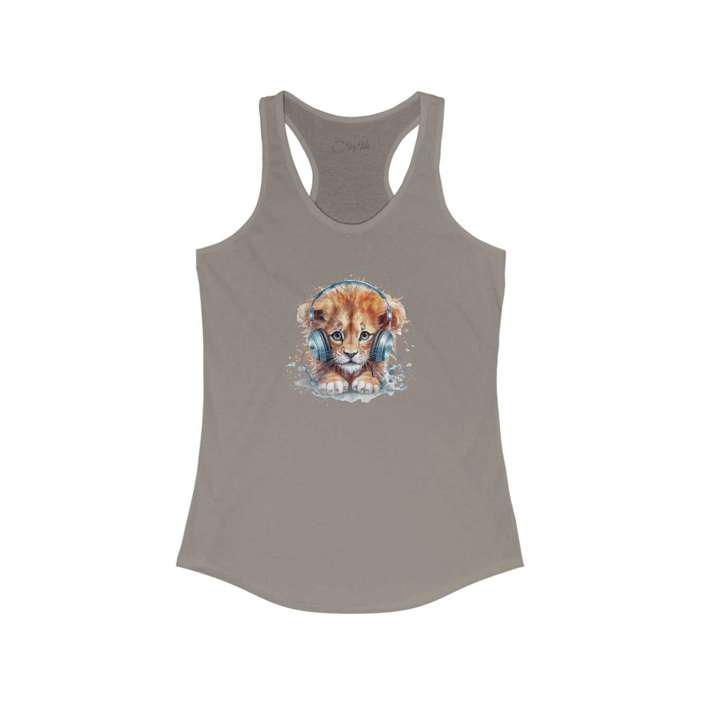 Lion with Headphones Racerback Tank