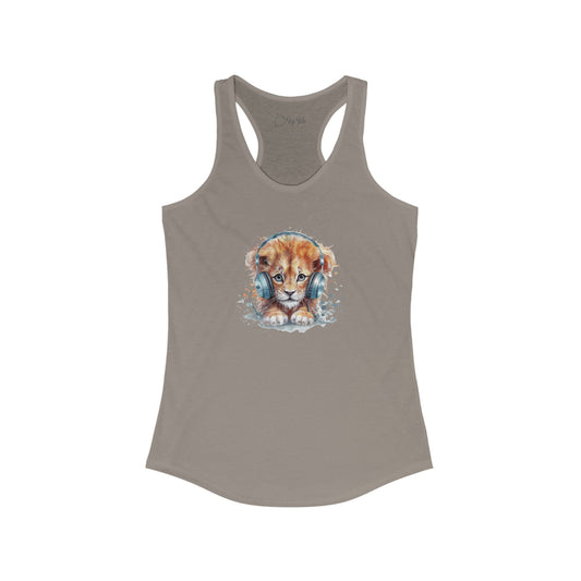 Lion with Headphones Racerback Tank