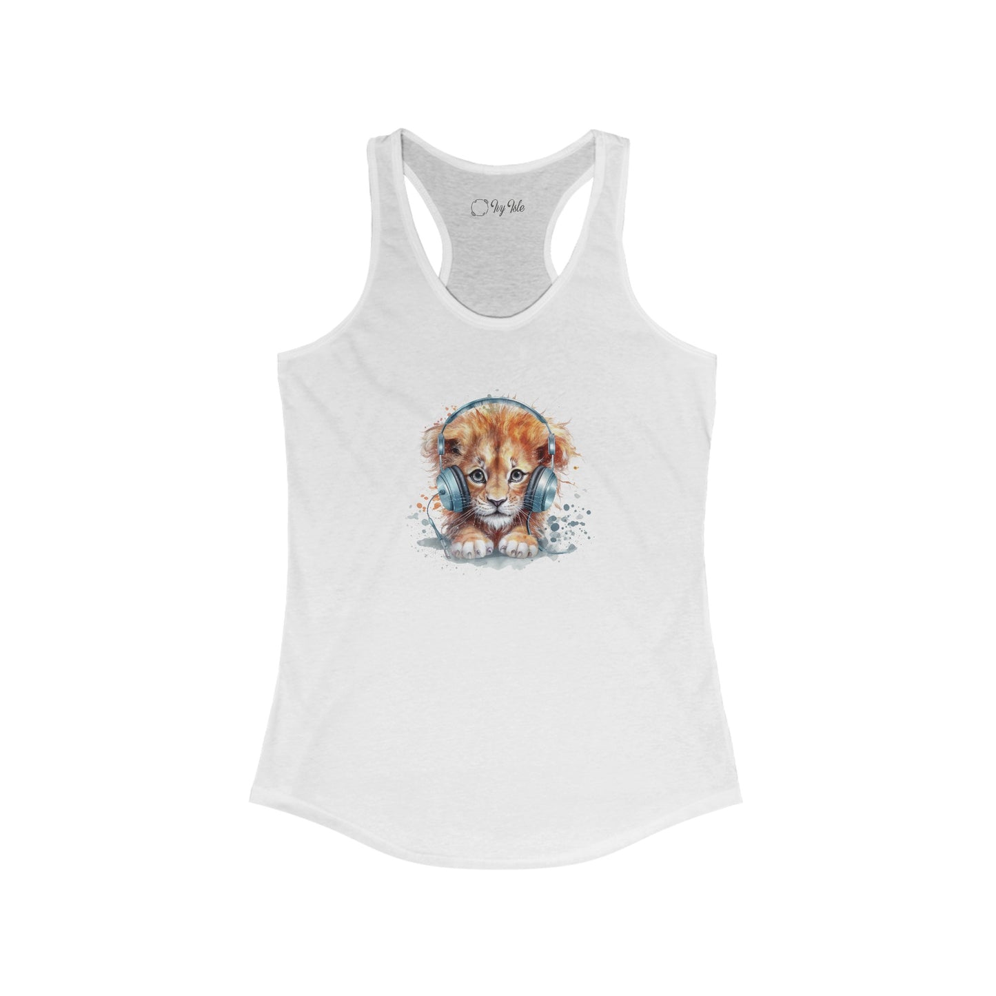 Lion with Headphones Racerback Tank