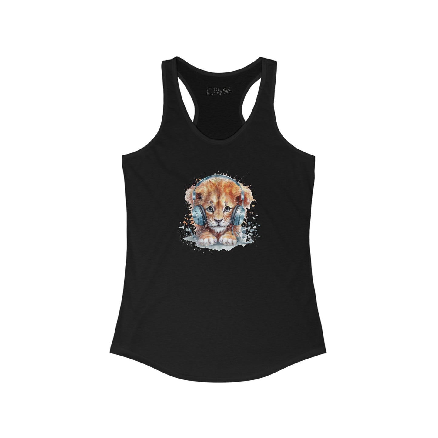 Lion with Headphones Racerback Tank